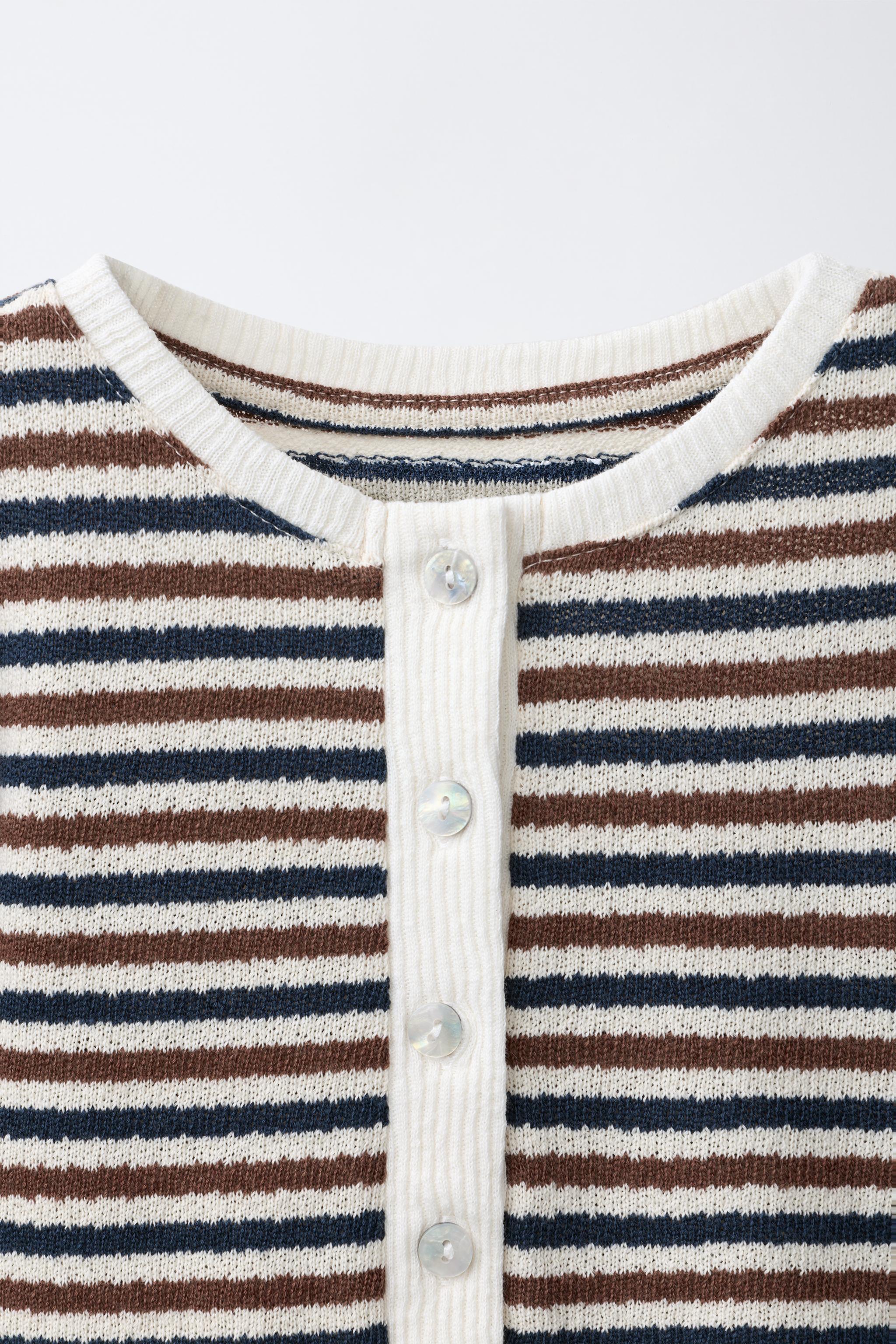 ストライプ柄ニットカーディガン - Brown Stripes | ZARA Japan / 日本