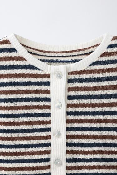 STRIPED CARDIGAN - Brown Stripes by Zara - Image 2