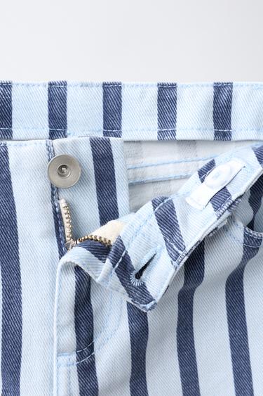 JEANS WIDE LEG COM PASSANTES - listrado da Zara