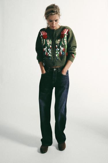CHAQUETA PUNTO FLORES - Verdoso de Zara