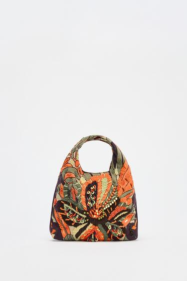 MULTIFARVET PERLETASKE - Orange fra Zara