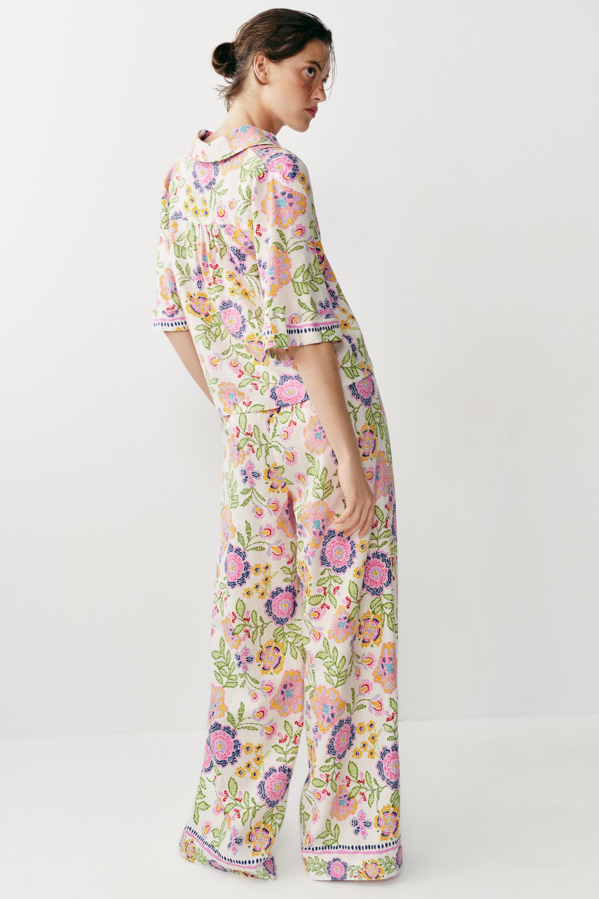 CHEMISE À IMPRIMÉ FLEURI AVEC LIN