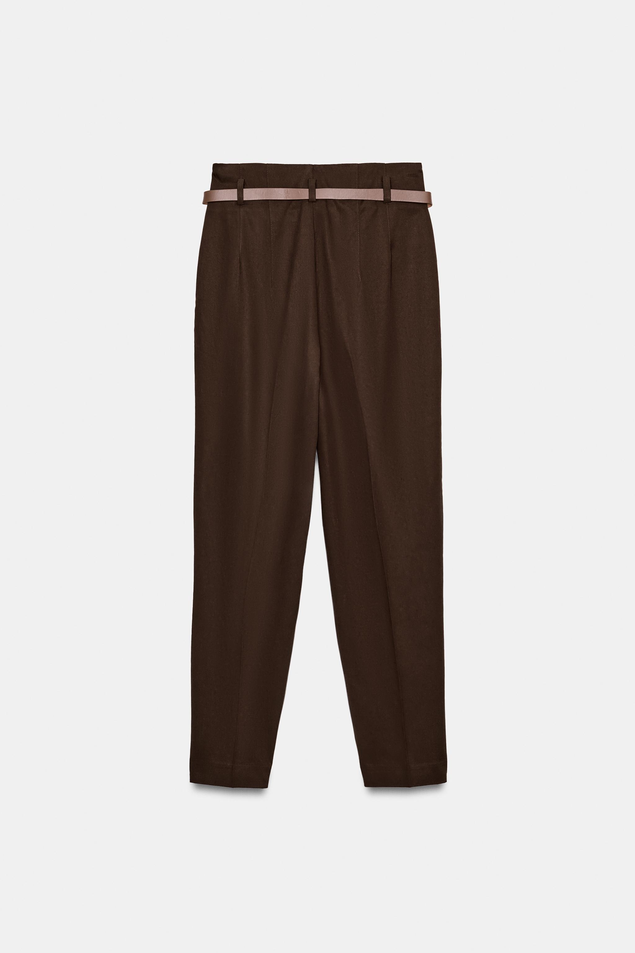 HIGH-WAISTED BELTED PANTS