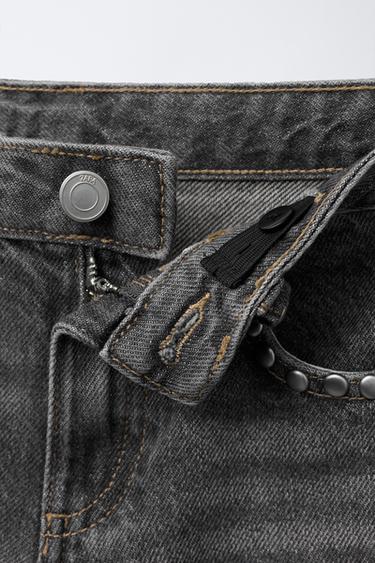 STUDDED STRAIGHT JEANS - Grey by Zara - Image 2