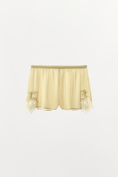 GEORGETTE LACE SHORTS - Yellow by Zara