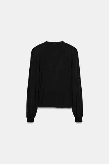 T-SHIRT FLUIDE À ÉPAULETTES - Noir de Zara - Image 3