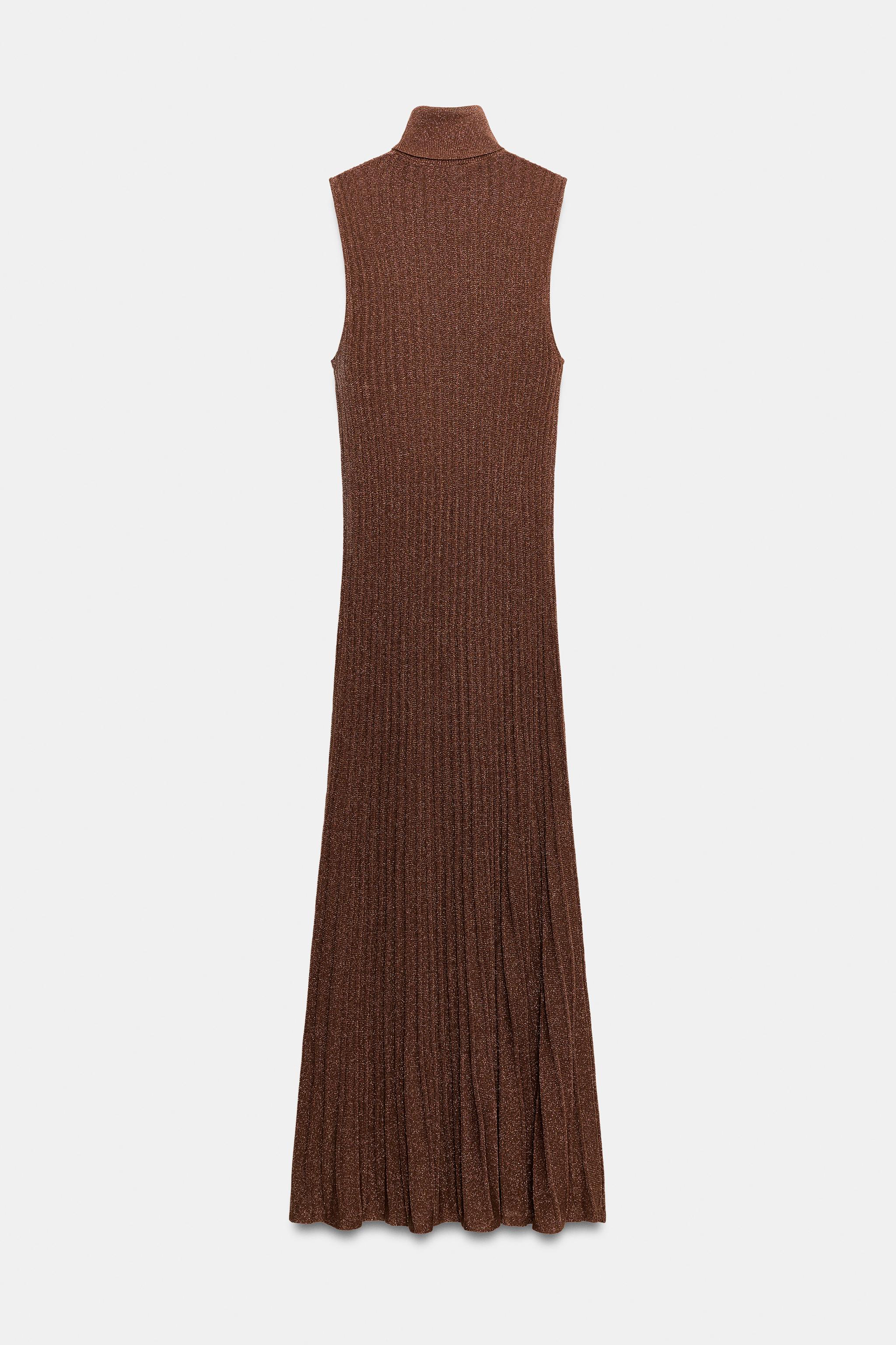 METALLIC YARN RIBBED MAXI DRESS