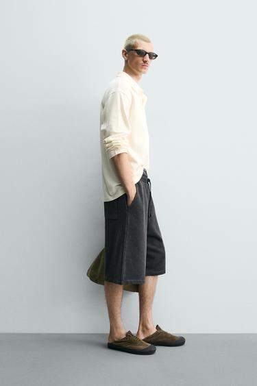 SHORT JOGGER RELAXED FIT EFFET DÉLAVÉ - Anthracite foncé de Zara - Image 3