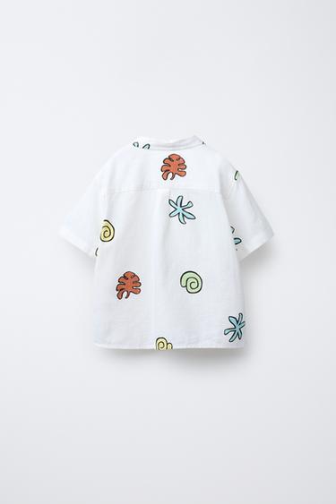 CHEMISE IMPRIMÉE COQUILLAGES - Écru de Zara - Image 1
