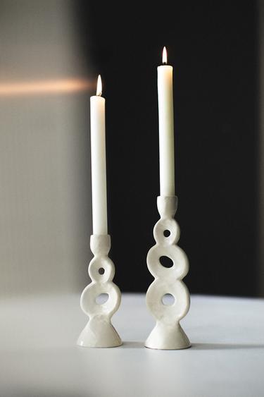 ALUMINIUM CANDLE HOLDER - Oyster-white by Zara