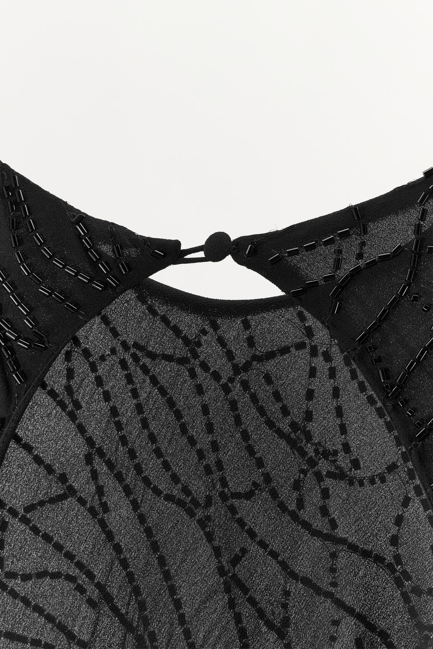 Женское платье Zara 100% Viscose Beaded Maxi, цвет: Чёрный — фото 10
