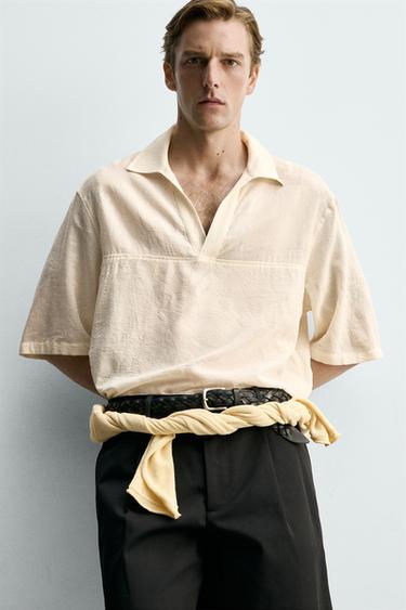 CHEMISE POLO COTON - VISCOSE - Beige de Zara - Image 5