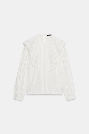 CHEMISE ROMANTIQUE À VOLANTS - Blanc cassé de Zara - Image 4