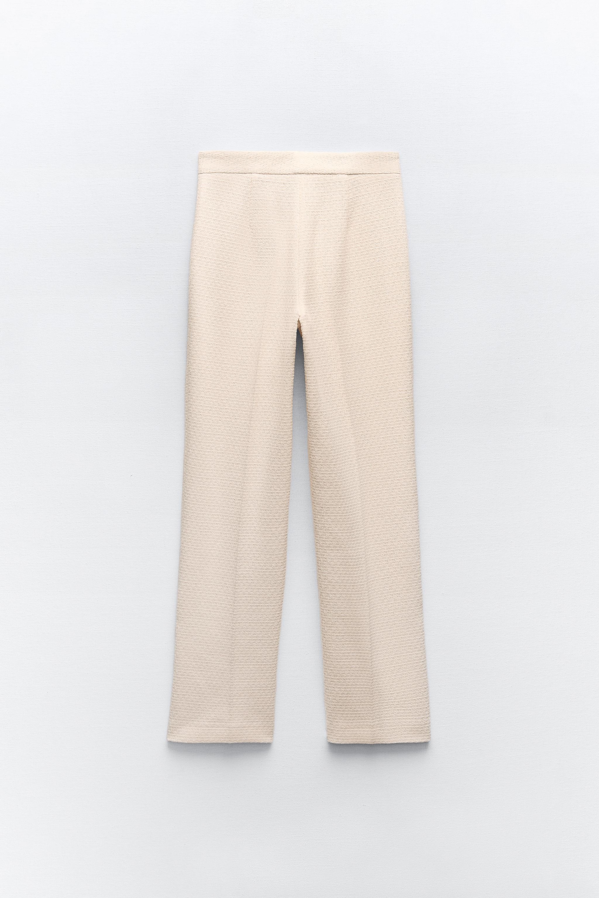 METALLIC THREAD TEXTURED PANTS - Ecru | ZARA Canada