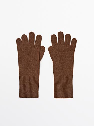Zara Wool blend knit gloves - Brown