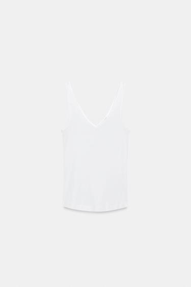 Zara COTTON STRAP TOP - White