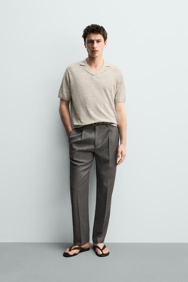 Zara POLO REGULAR FIT OD 100% LANA – sivi lapor – Slika 0