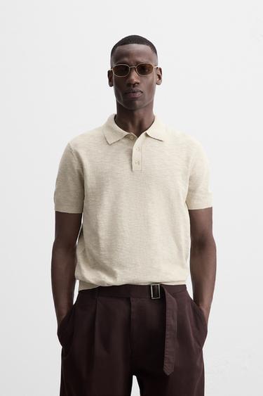 POLO ALGODÓN - LINO - Beige oscuro de Zara