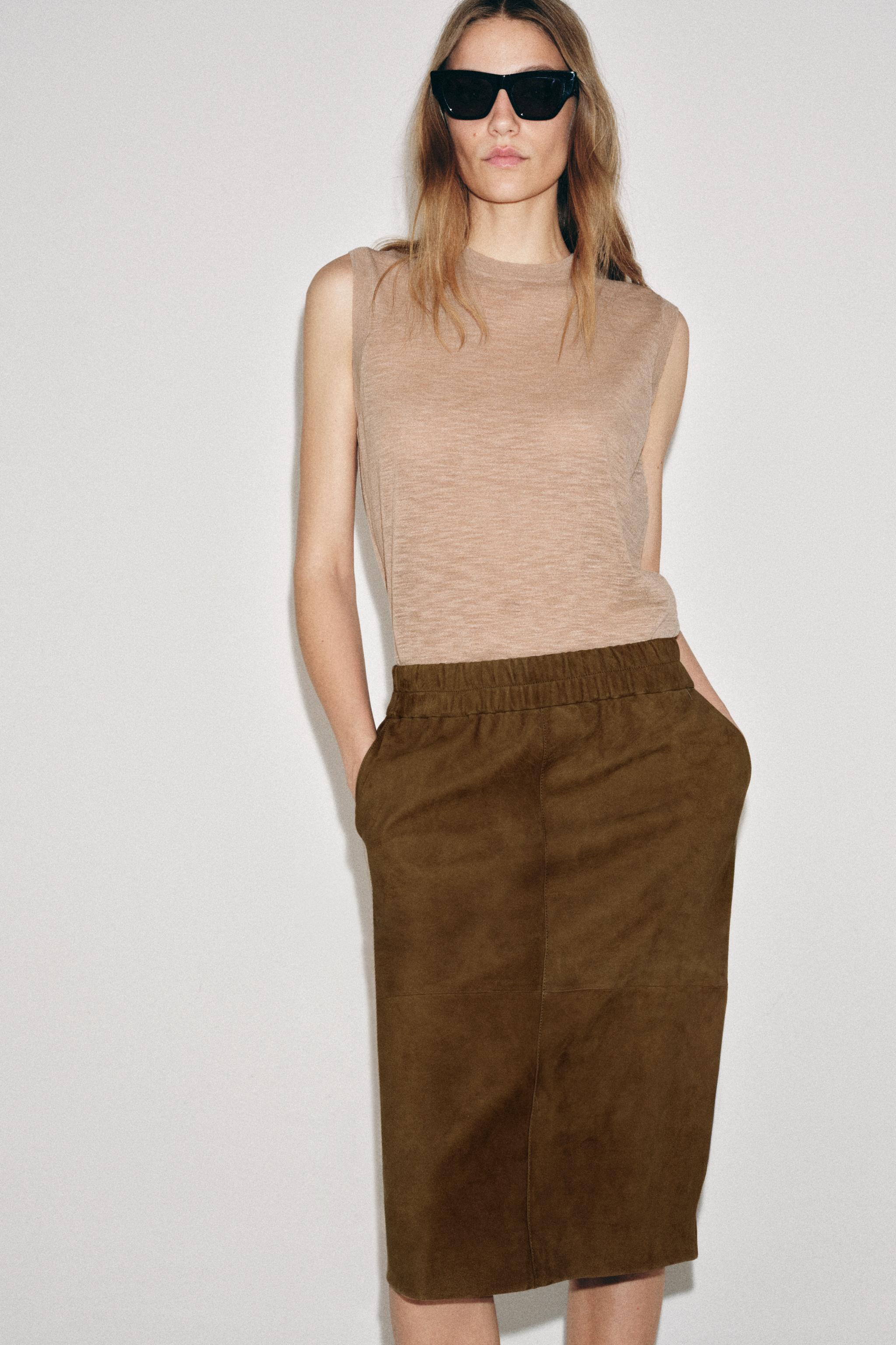 JUPE EN CUIR DAIM ZW COLLECTION ÉDITION LIMITÉE