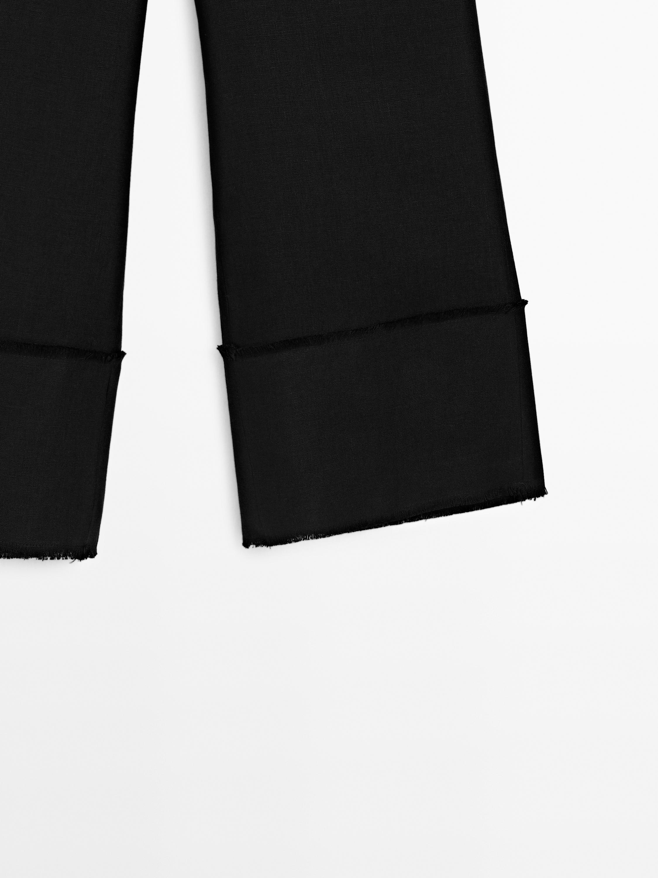 Wide-leg trousers with frayed detailing - Ecru | ZARA United