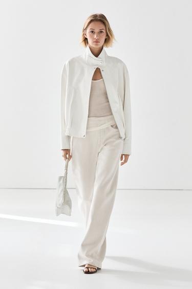 Zara Nappa leather bomber jacket - White - Image 0