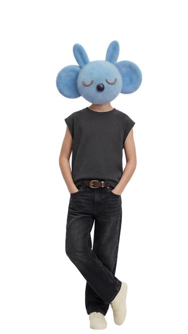 ストレートデニムパンツブラックZaraのストレートデニムパンツ - ブラック 