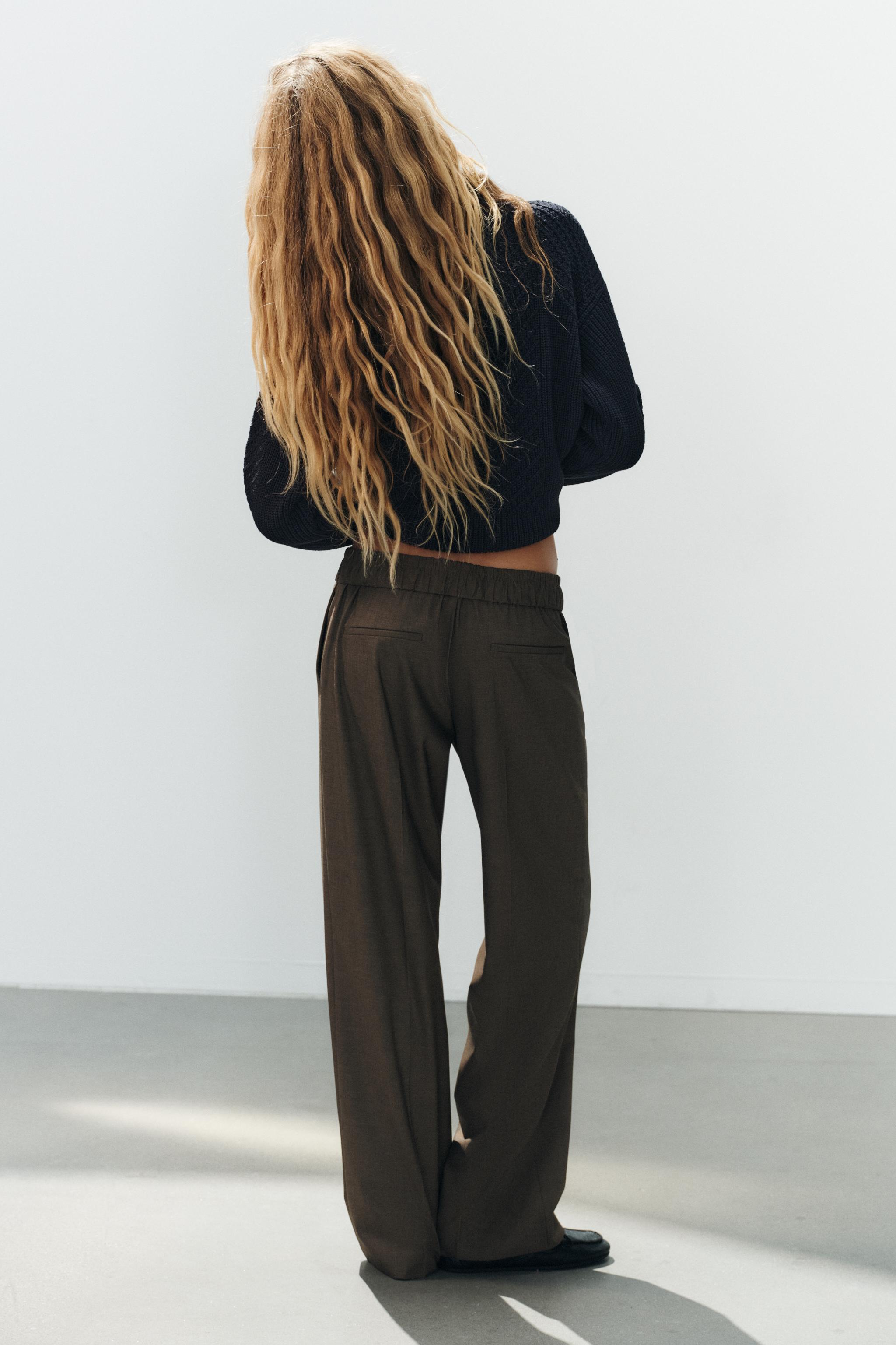 FOLDED WAIST DRAWSTRING PANTS - Brown marl | ZARA Canada