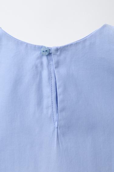 BLOUSE PLISÉE À FLEURS - Bleu de Zara - Image 3