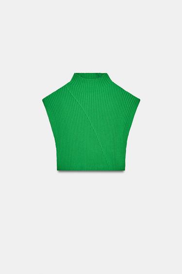 Zara RIB KNIT VEST - Green