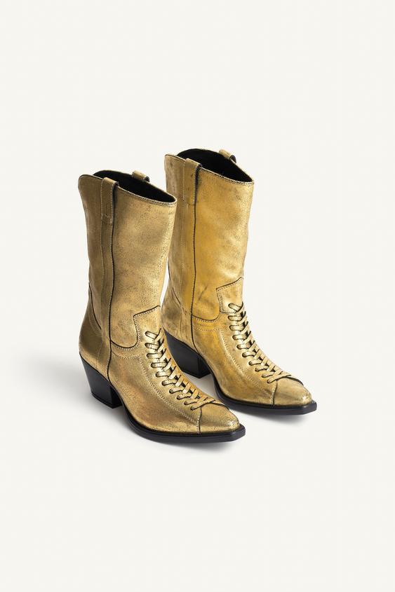 BOTTINES TALONS CUIR LIMITED EDITION - Or de Zara - Image 4