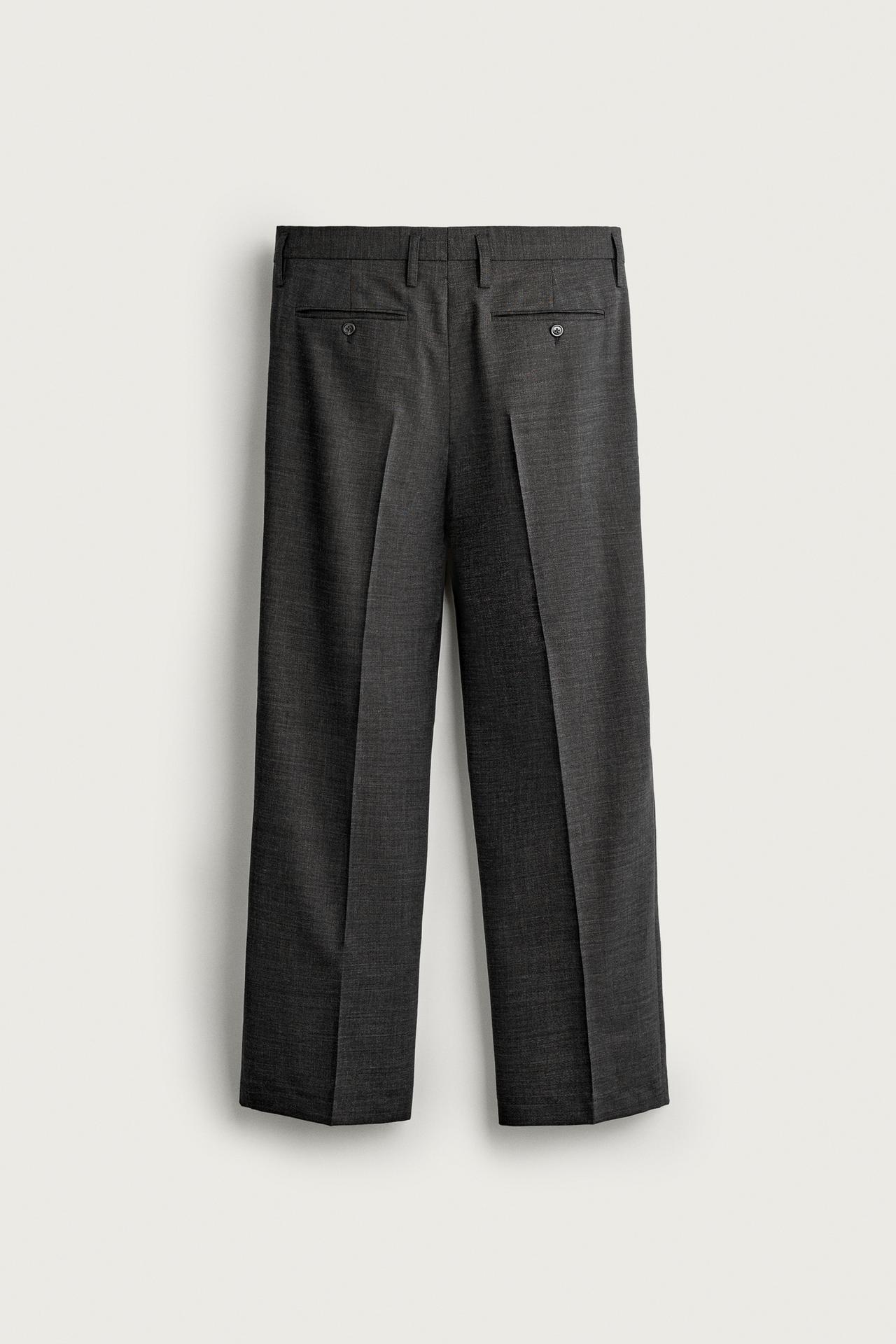 100% WOOL MANTECO® PLEATED PANTS — Anthracite grey