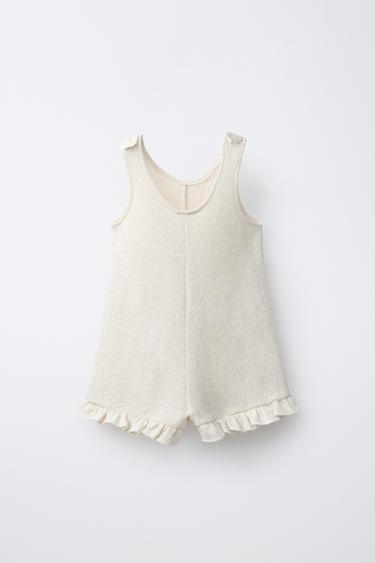KNITTED PLAYSUIT WITH BOWS - Ecru by Zara - Image 1