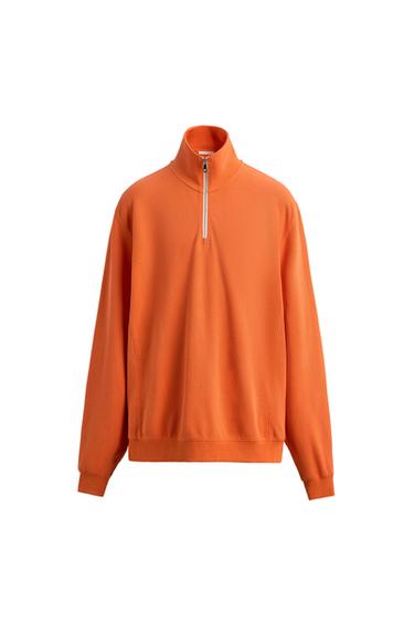 FELPA PIQUÉ COLLO CERNIERA - Arancione di Zara