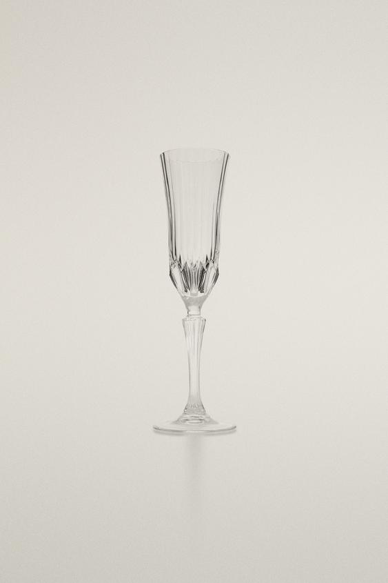 ENGRAVED-EFFECT CRYSTALLINE FLUTE GLASS - Transparent by Zara - Image 0