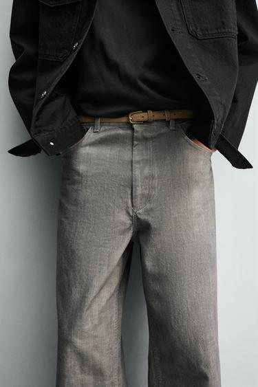 HERRINGBONE STRAIGHT-LEG TROUSERS - Grey / Tan by Zara - Image 4