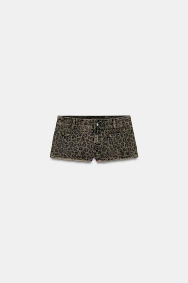 ANIMAL PRINT TRF DENIM MINI SHORTS - only one by Zara