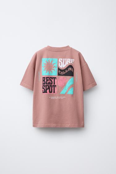 T-SHIRT IMPRIMÉ SURF - Rose pâle de Zara - Image 1