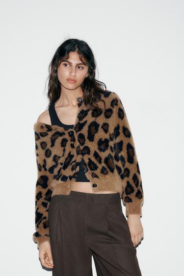 TRIKO ME THURJE JACQUARD MOTIVE KAFSHËSH - Leopard nga Zara