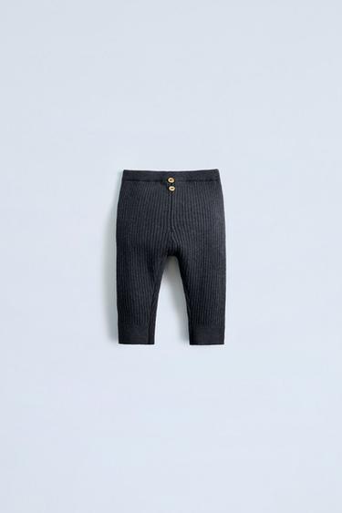 RIBBED LEGGINGS WITH BUTTONS - Charcoal grey by Zara