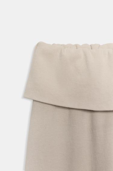 WASHED-EFFECT INTERLOCK TROUSERS - Beige by Zara - Image 7