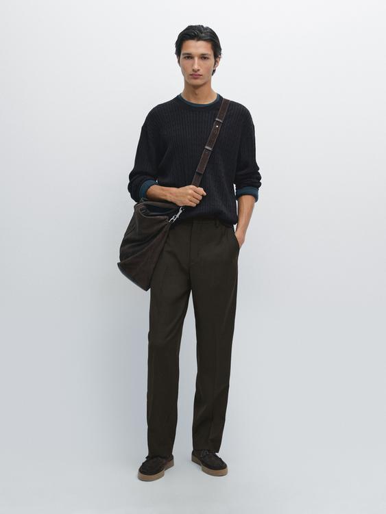 Cotton blend cable-knit sweater