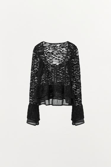 TOP CORSET EN DENTELLE - Noir de Zara