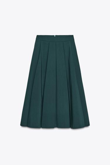 FALDA MIDI TABLAS - Botella de Zara