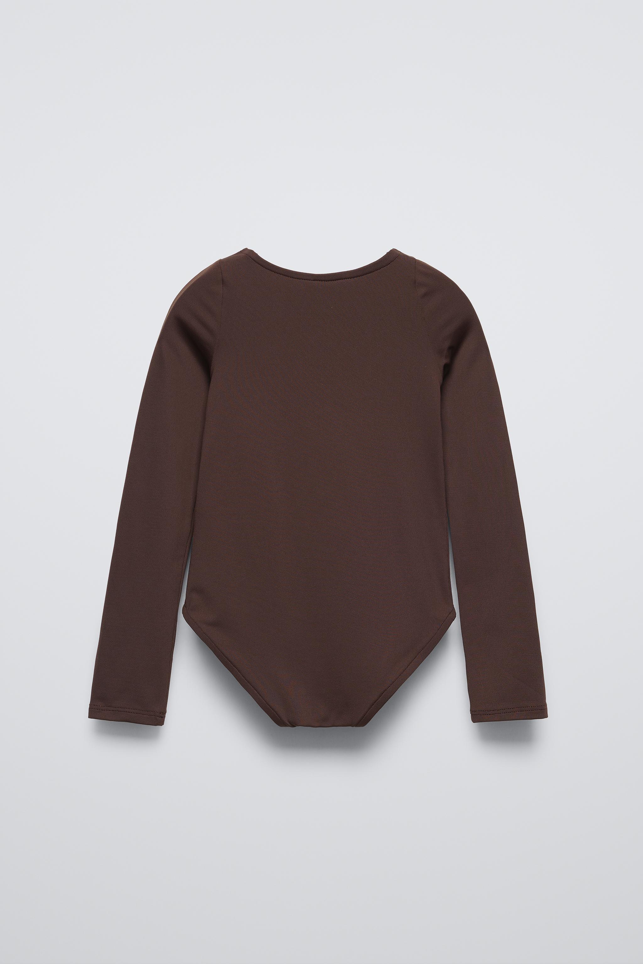 Brown long sleeve bodysuit on sale