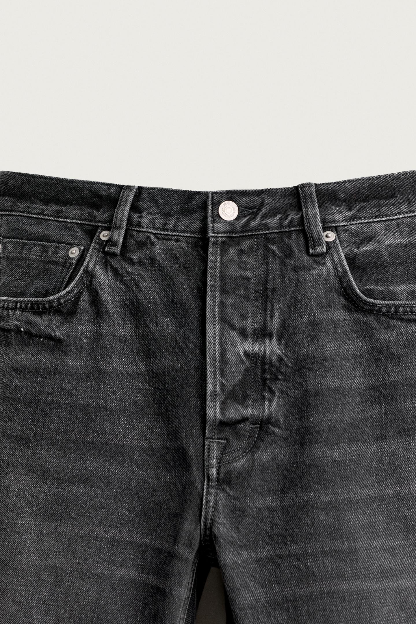 Мужские джинсы Zara Aaron Levine X ZARA Straight Fit, цвет: Чёрный — фото 10