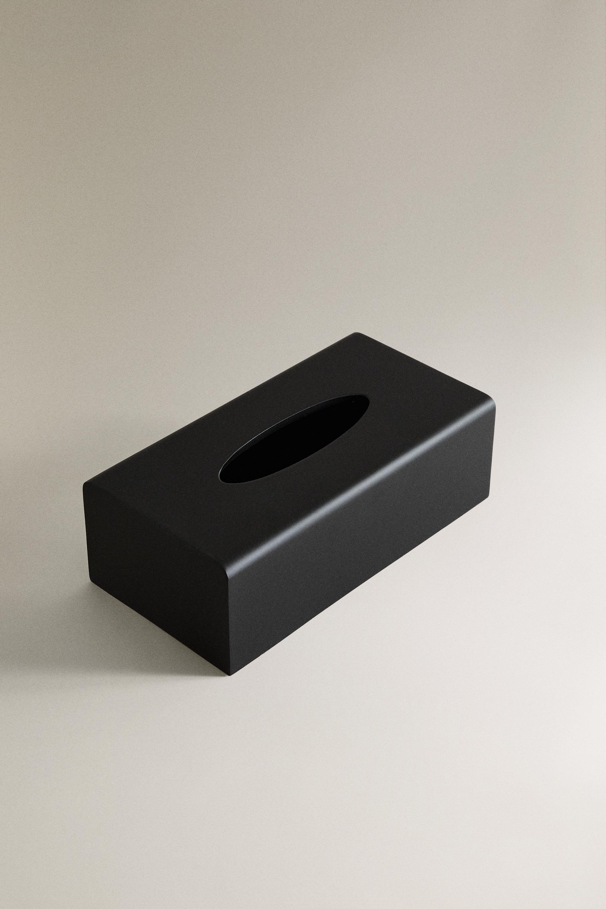 BLACK RESIN TISSUE BOX — Black