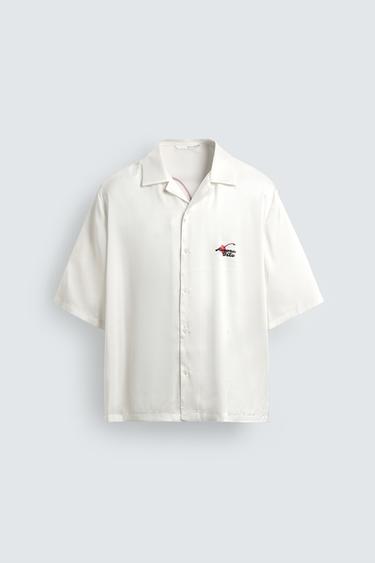 GRAPHIC PRINT SATIN SHIRT - White by Zara