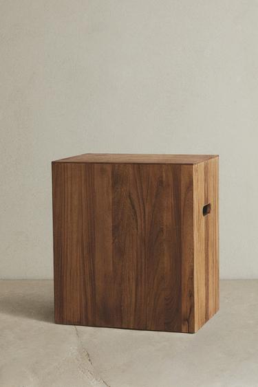 원목 큐브형 사이드 테이블 - Zara 라이트 브라운