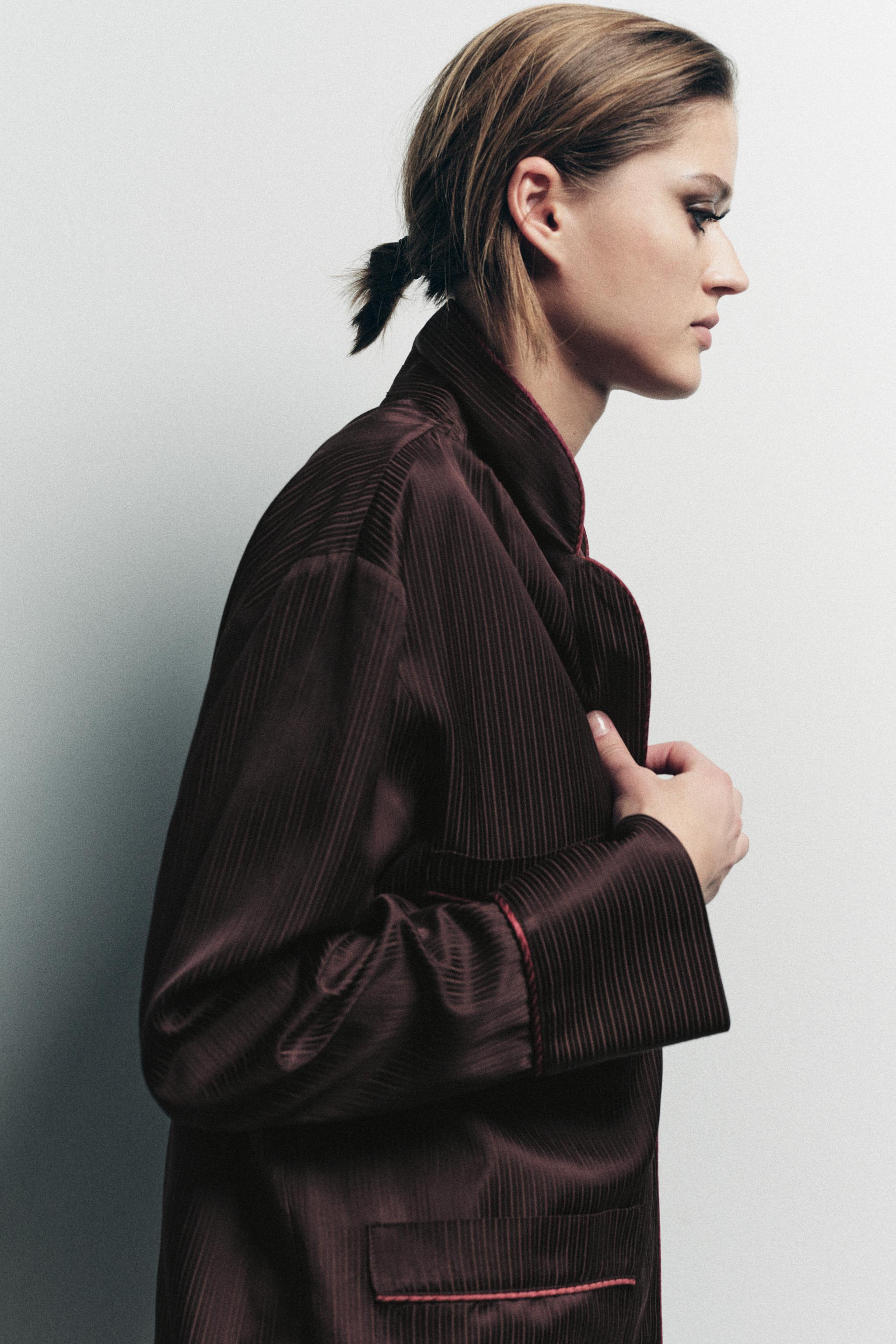 CHEMISE PYJAMA À RAYURES EN CONTRASTE