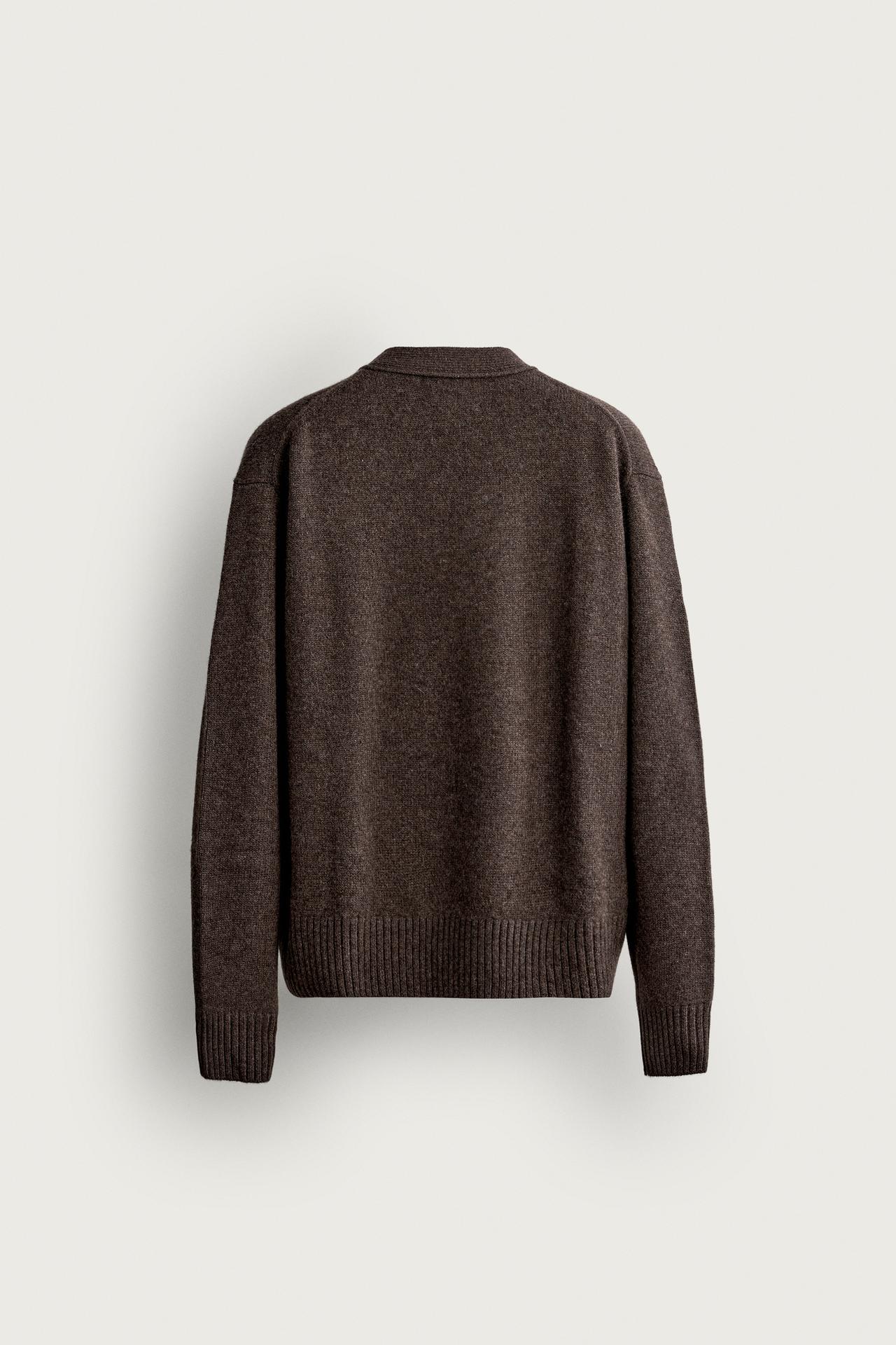 100% CASHMERE REGULAR FIT CARDIGAN — Brown marl